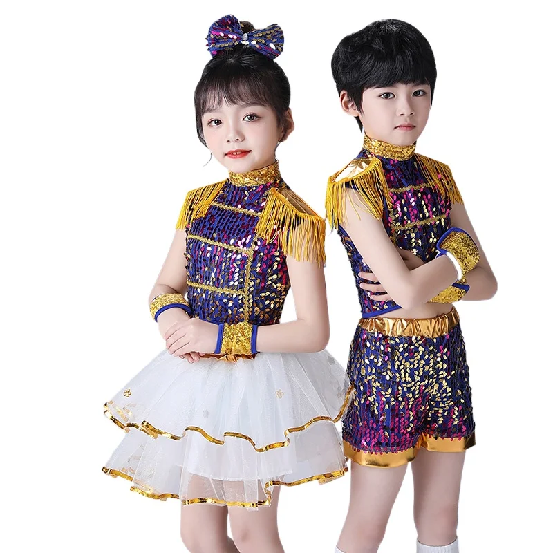 

Блестящие блестящие кисточки с блестками для девочек, шорты для латинских джазовых танцев, боди, костюм для детей, платье с бахромой для выступлений на сцене ча-ча-самба