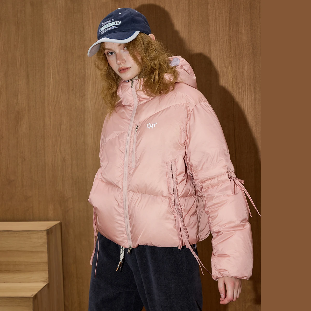 Coolhut Colorblock recoger cintura Puffer invierno 90% abajo Parka recortada nube voluminosa diseño acolchado silueta cálida de gran tamaño