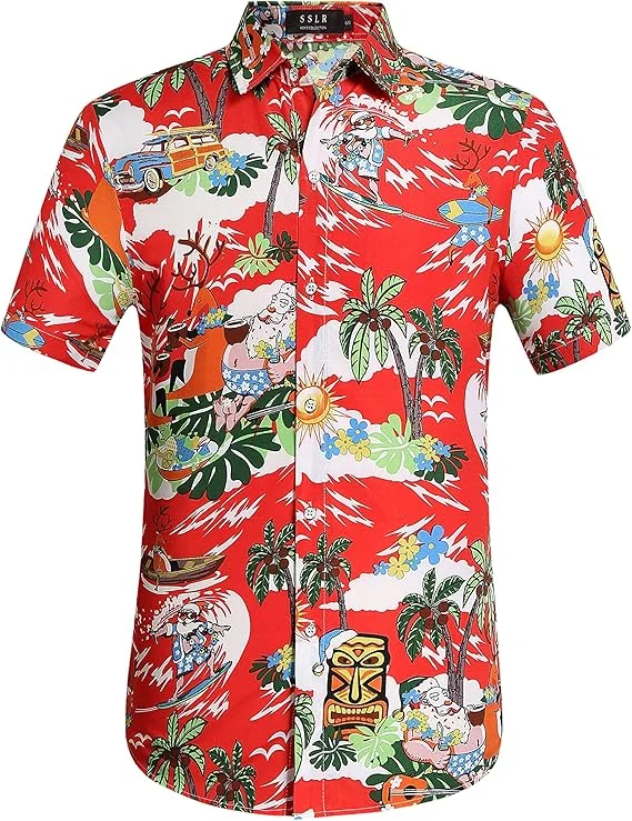 

Christmas Hawaiian Shirt Santa Claus 3d Print Shirt Men Women Fashion Summer Short Sleeve Casual Hawaiian Shirts Party New Year
