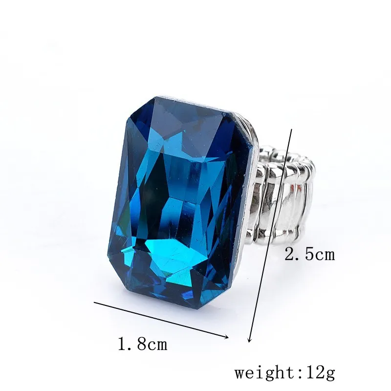 Personality Elegant Big Ring for Women 7 Colors Big Resin Stone Fashion Elastic Stretch Finger Rings Jewelry Christmaswholesale