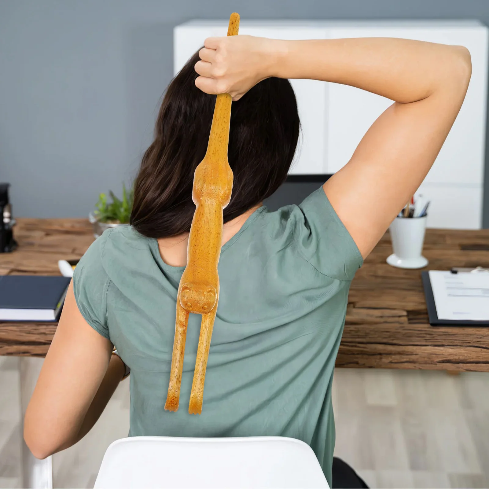 

Деревянный скребок для спины в форме кошки, длинная ручка, инструмент для массажа спины, зуд, инструмент для снятия царапин для взрослых, портативный