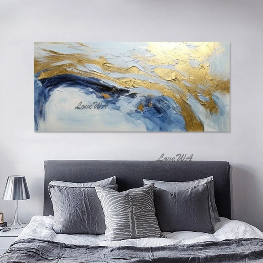 

Gold Foil Acrylic Textured Abstract Paintings Modern Large Size Wall Art Pictures For Hotels Wallpaper Home Decoration Unframed