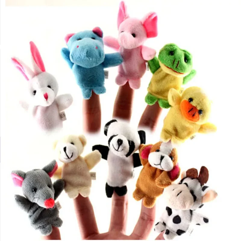 1/10 pz/lotto giocattoli di peluche per bambini Happy Family Fun Cartoon Animal Finger Puppet Hand Kid Learning & Education Toys figure regalo burattino