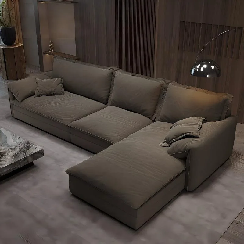 Cat claw fleece fabric sofa large apartment living room straight row with princess fleece super wide sitting depth