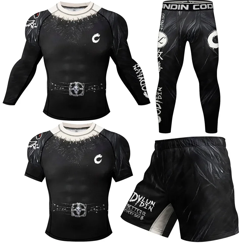 

Men's Gym Sport Set MMA BJJ Tracksuit Muay Thai Gi Rash Guard Training Workout Fitness Boxing Combat Clothing Running Sportswear