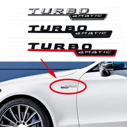 2Pcs TURBO 4MATIC Logo Car Front Fender Insignia Decor Stickers for Mercedes Benz AMG W210 GLC B200 W221 W212 W205 W211 C180C200