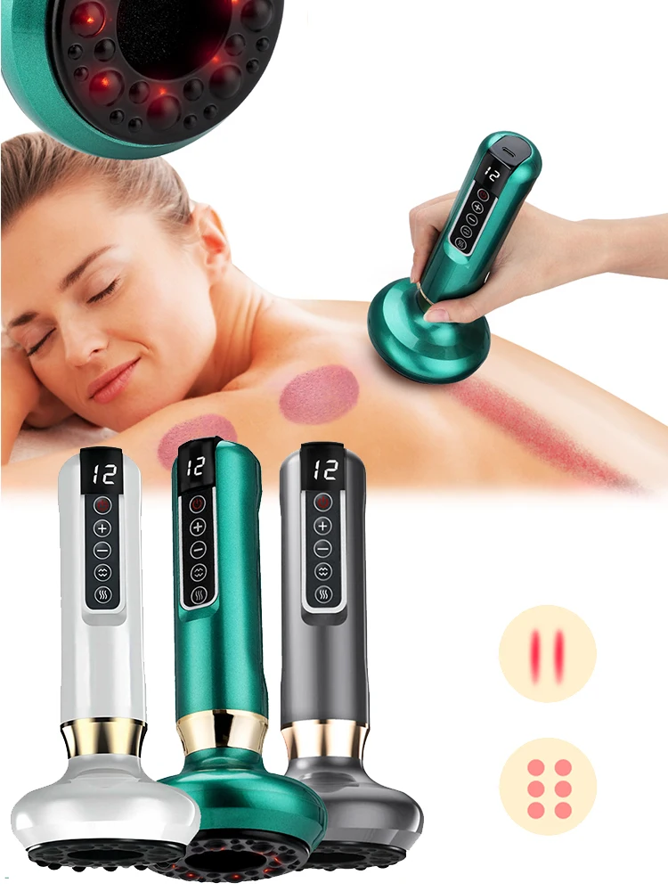 Smart Body Massage Zuig Vacuüm Cupping Apparaat 6/12 Niveaus Anti Cellulite Verwarming Blikjes Terug Guasha Scarping Chinese Meridiaan - afbeelding 2