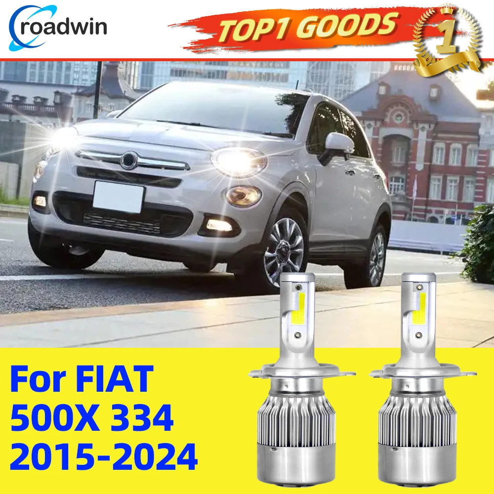 

2 шт. для FIAT 500X 334 2015-2024 H4 дальнего ближнего света все в одном 27000LM IP68 6000K белый 50000 часов срок службы Plug & Play светодиодная фара