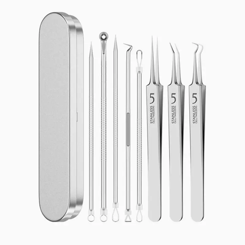 Complete 7/8Pcs Blackhead Remover Kit with Professional Needles for Acne Treatment
