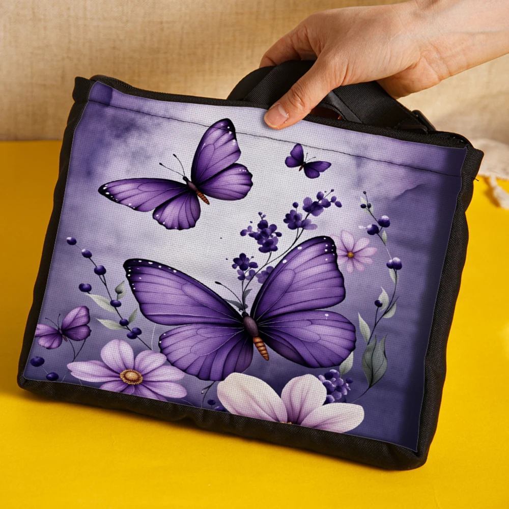 1pc Purple Butterfly Floral Print Crossbody Bag Purple Color With Butterflies And Flowers Pattern Shoulder Bags For Women Outdoo