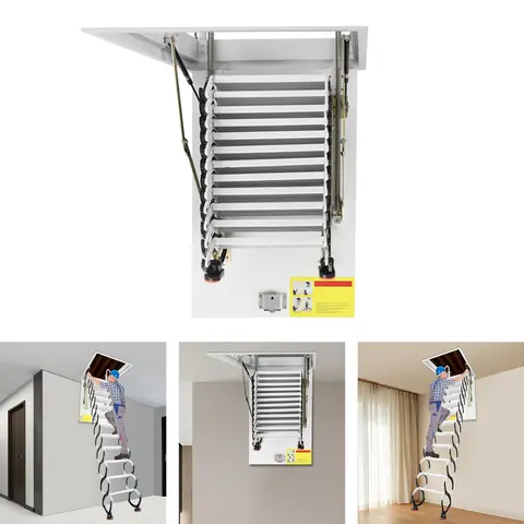 12 सीढ़ियाँ वाली कोल्ड रोल्ड स्टील अटारी सीढ़ी, 70x100 सेमी, सपाट छतों के लिए काले और सफेद रंग की छिपी हुई छत पर लगाने वाली तहदार सीढ़ियाँ 10 best sales सीढ़ियाँ - №5