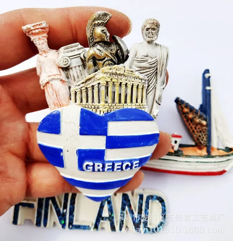 European Travel Souvenirs Fridge Magnetic Sticker Sailing Florida Greece Flag Landmark Features Finland Message Board Sticker