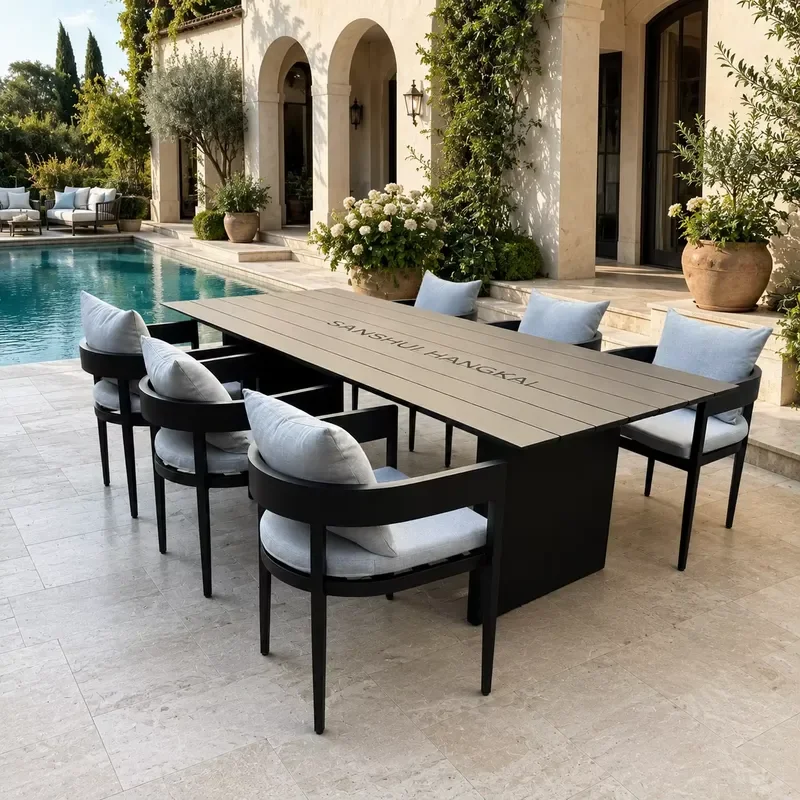 for Modern Aluminum Outdoor Garden Dining Table Set 8 Seats  Hotel Villa Patio Furniture