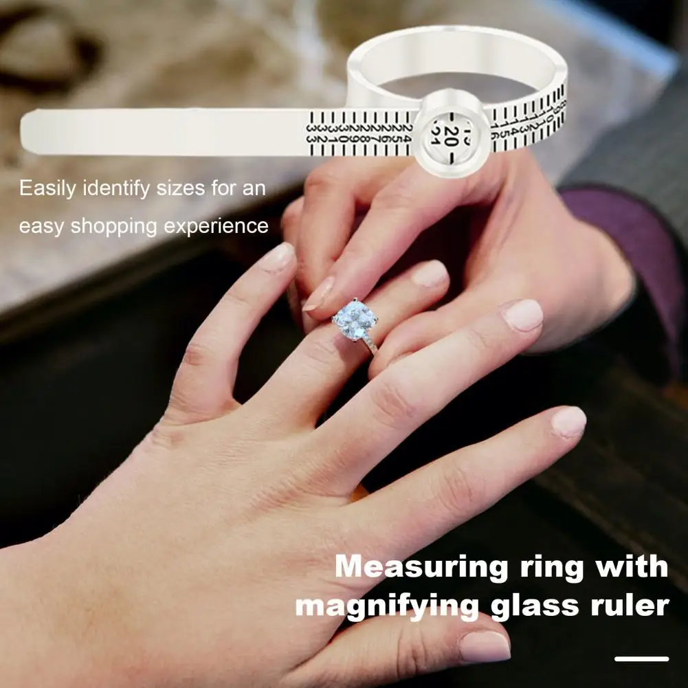 Ring Caliper Measurement Tool Ring Size Indicator Ring Sizer Measuring Tool with Magnifying Glass Accurate Us Size Identifier