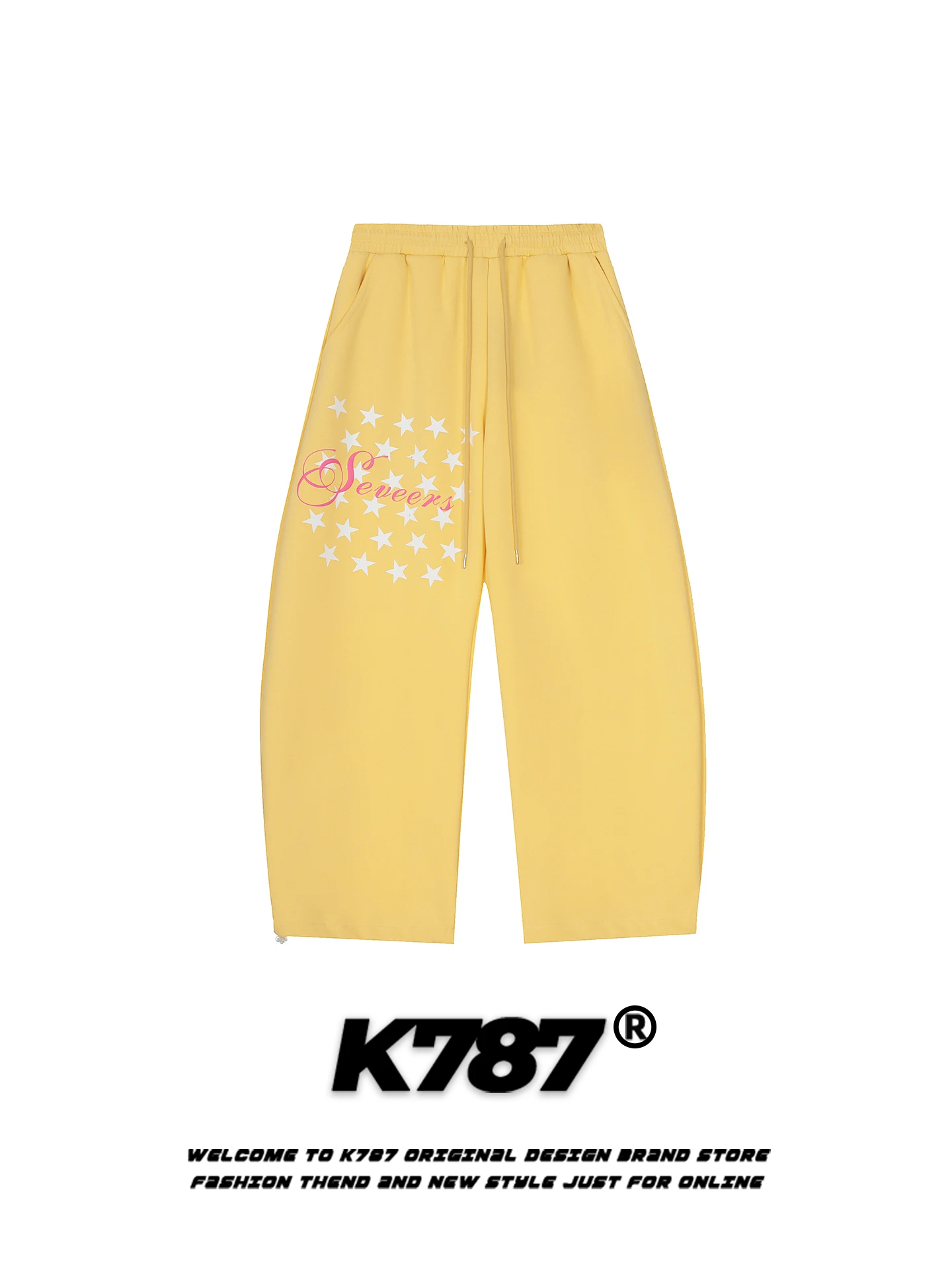 

Спортивные брюки K787 в американском ретро-стиле с принтом звезд, повседневные, с высокой талией, свободного кроя, унисекс, широкие, прямые, длинные штаны-трубы