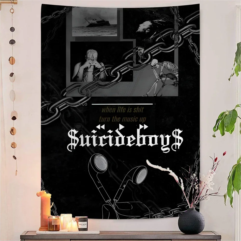 Singer Suicideboy Anime Hanging Bohemian Tapestry Hanging Tarot Hippie Wall Rugs Dorm Home Decor