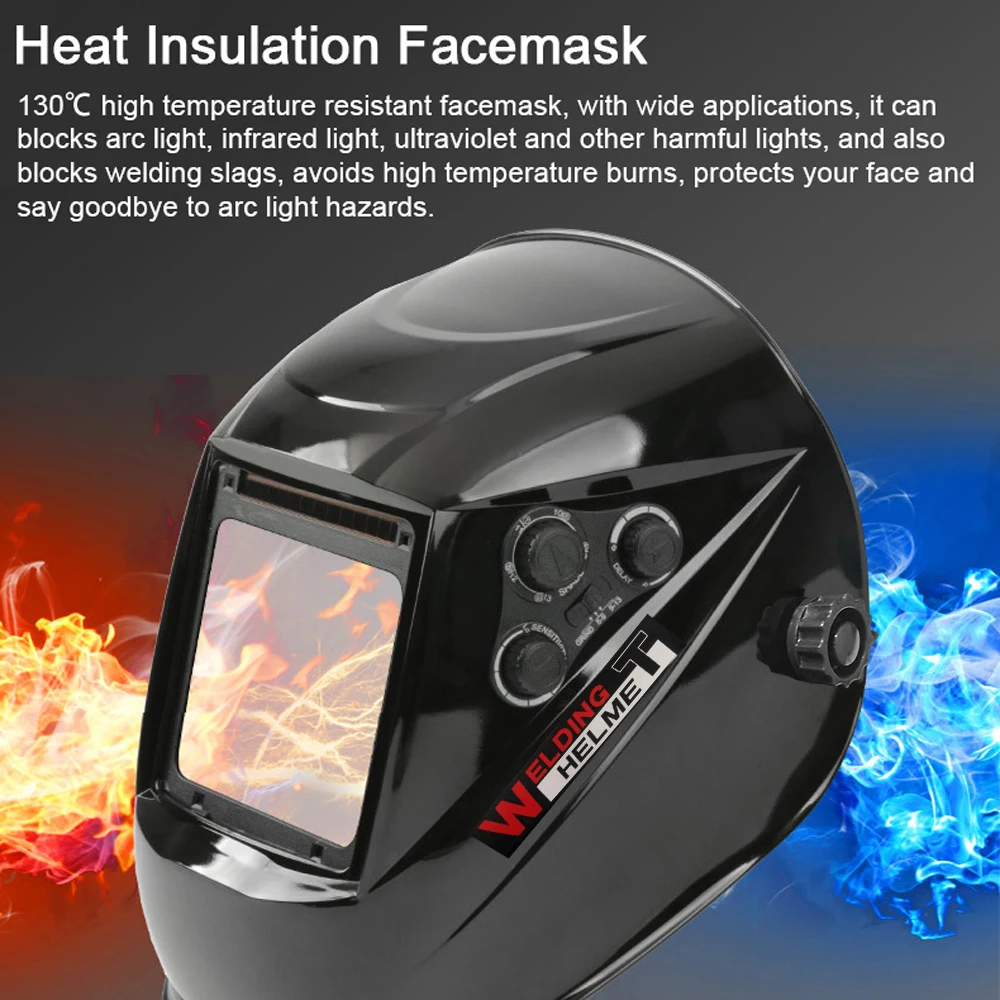 

130℃ Solar Auto Darkening Welding Mask 100x60mm True Color EN 1/1/1/1 0.0004s Arc Grinding Shield CE ANSI Certified w/Dustproof