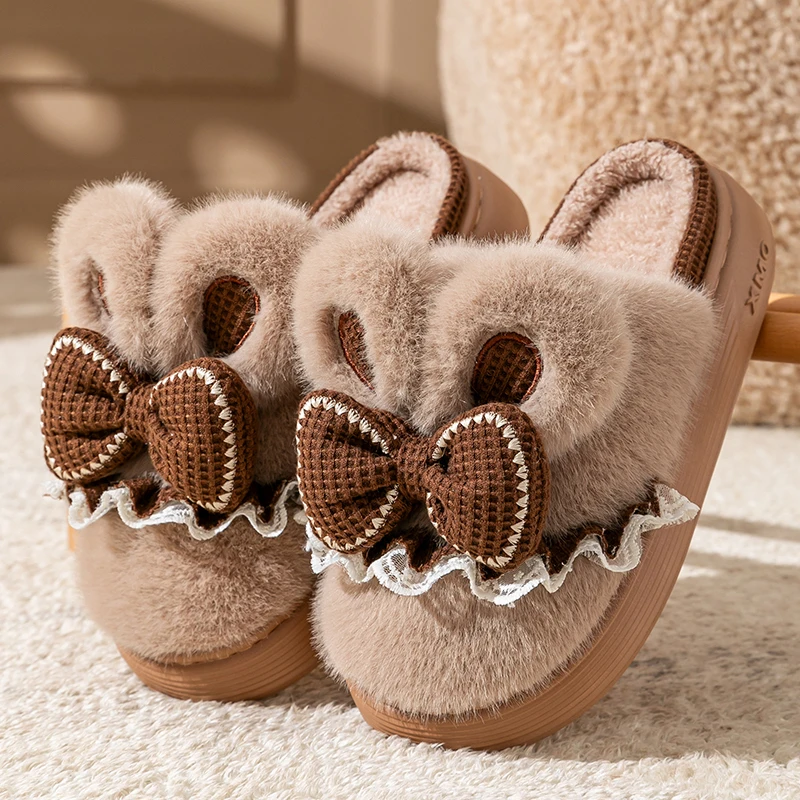 شباشب قطنية نسائية شتوية سميكة من القطيفة في المنزل وسحب قطني لطيف دافئ وغير قابل للانزلاق