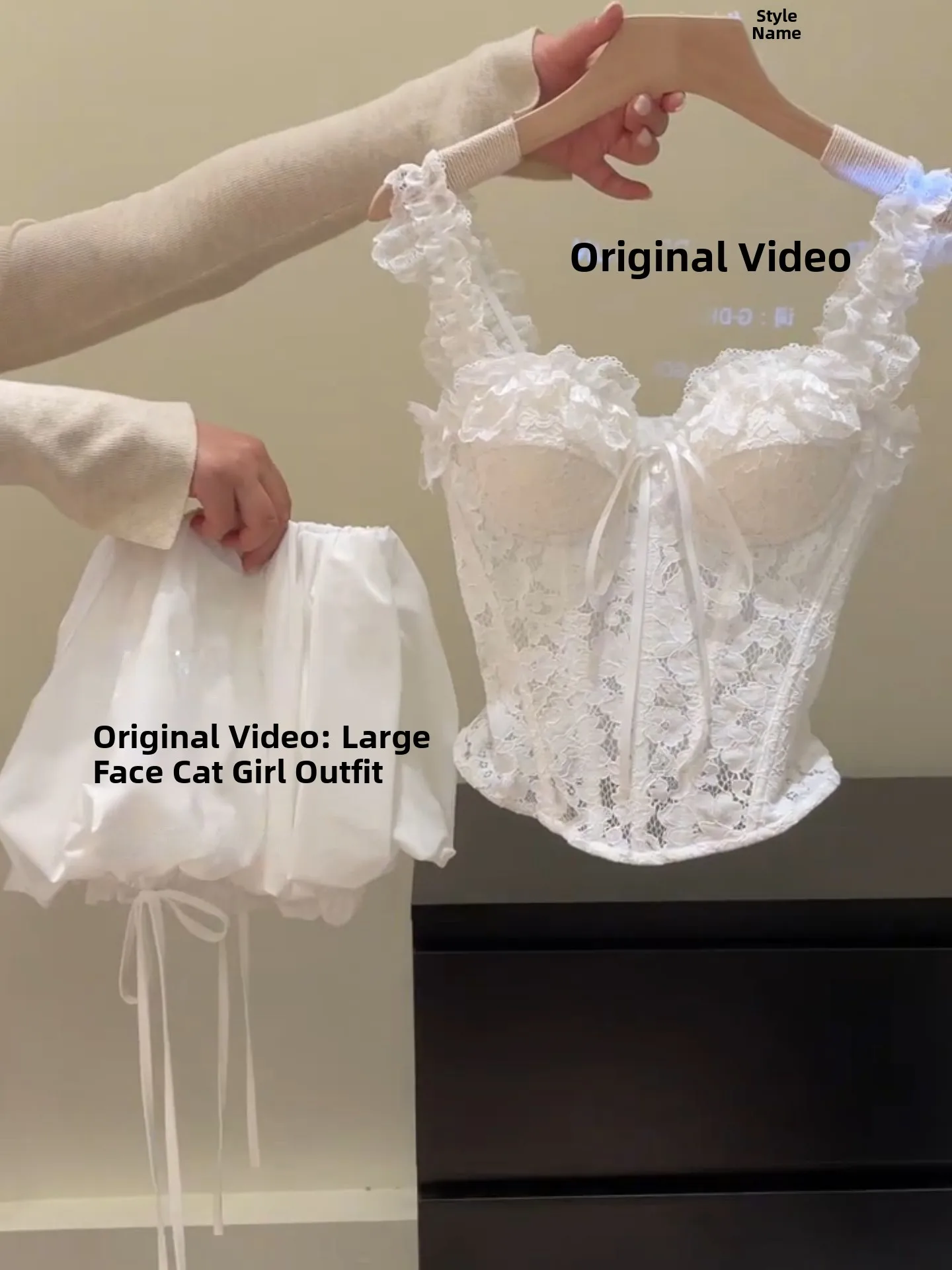 

Sweet And Spicy Girl Two-Piece Set Women's Lace Trim Hollow out See through Tank Top And Short Skirt White Spring 2026