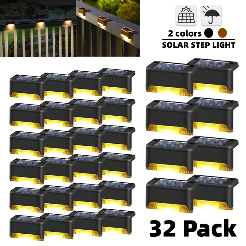 

Warm White Solar LED Step Deck Lights Outdoor Waterproof for Patio Stair Fence Railing Pathway Garden Yard Decor Lamp