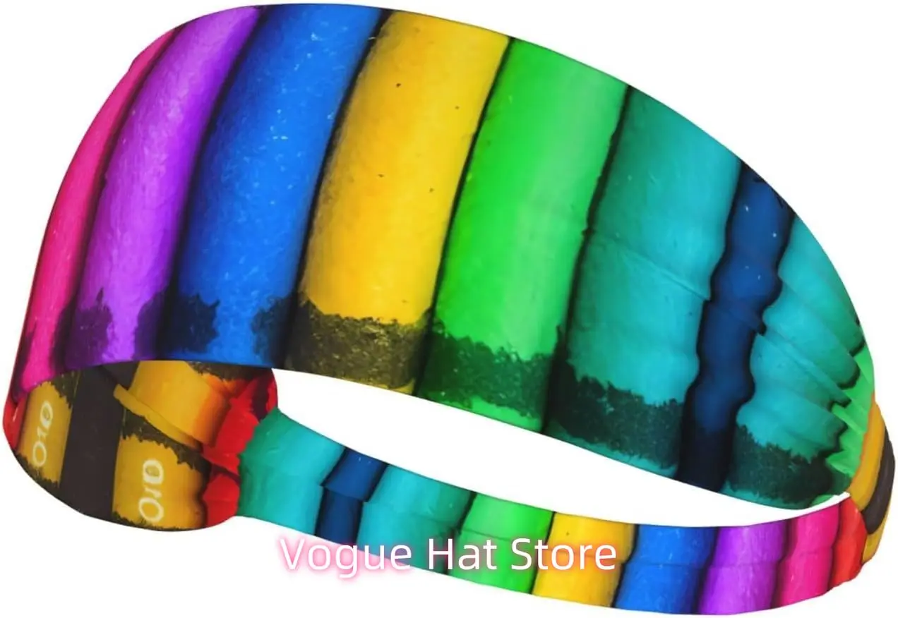 

Colored Crayons Elastic Exercise Headband, Fitness Exercise Yoga Cycling Headband, Outdoor Sports Elastic Sweat-Absorbing Headba