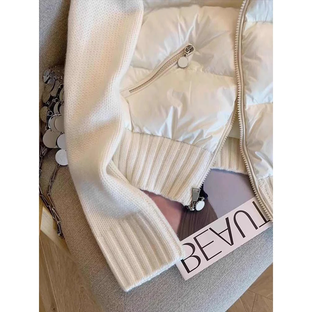 Parka bianco da donna Cappotto vintage a maniche lunghe con collo alto Cappotto caldo addensato imbottito a quadri Capispalla invernale 2025