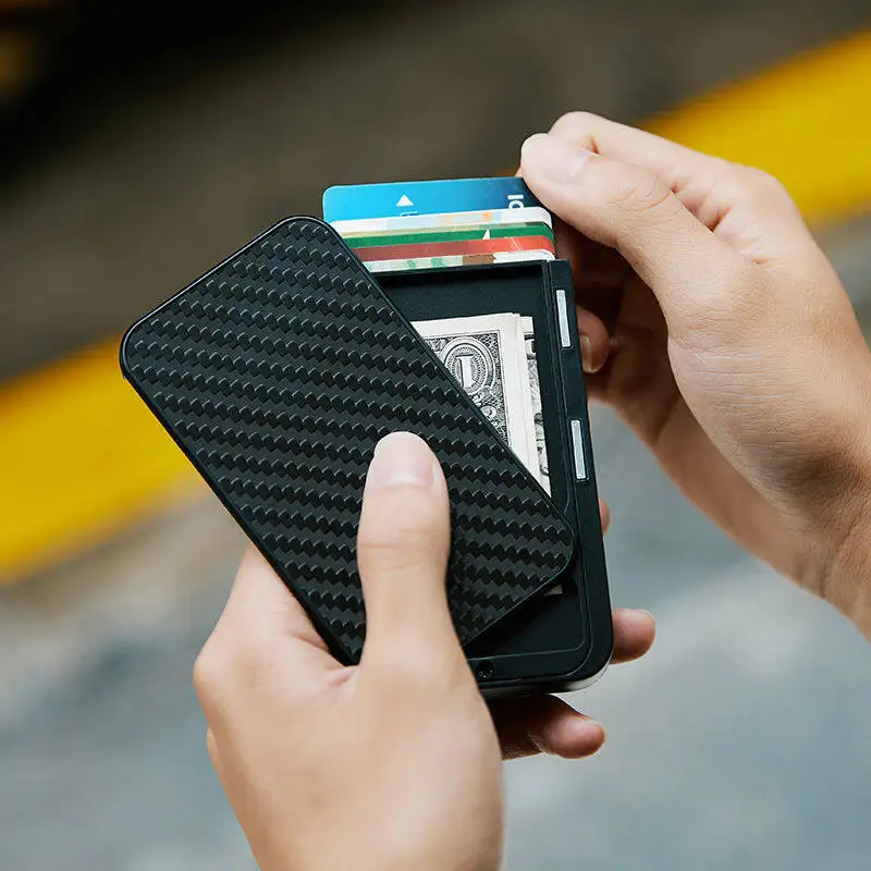 NEW RFID Card Holder Mens Carbon Fiber Minimalist Wallets for Credit Cards Bank Business ID Card Case Cards Boxs Change Holders