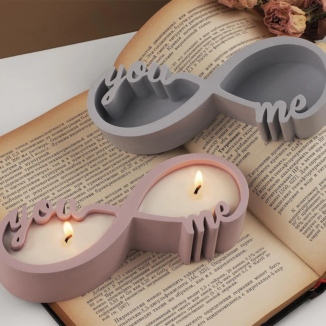 Eternal Love Candlestick Silicone Mold Infinite Love Candle Holder Plaster Aroma Candle Cup Cement Plaster Mould Crafts Gifts