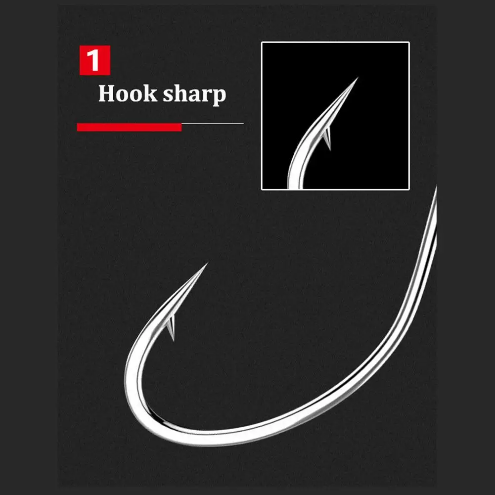 

50pcs High-carbon Steel Hook 1#-10# Barbed Long-handled Fish Hook For Carp Fishing Tackle Fishing Accessories