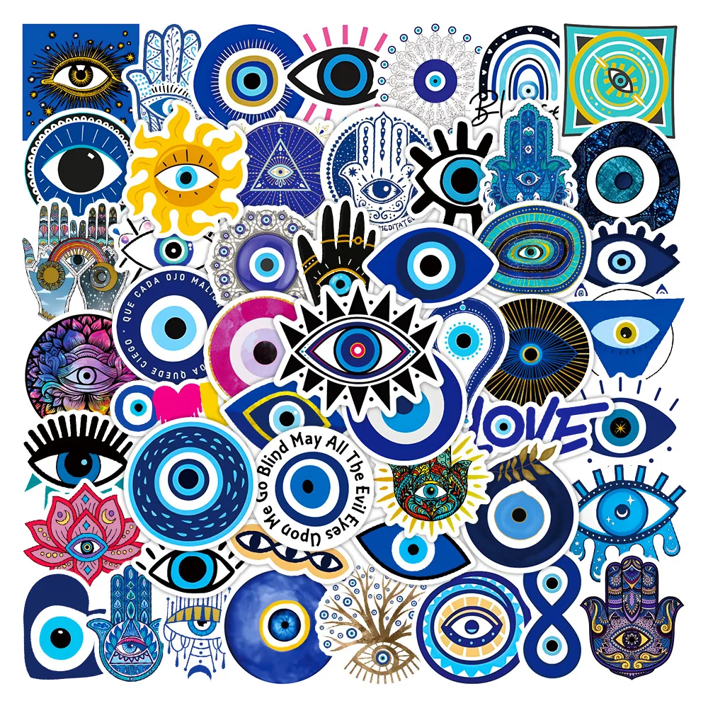 50pcs Evil Eye Stickers Laptop Computer Pad Car Motorcycle Bicycle Fridge Luggage Cool Mysterious Vinyl Decals Bomb