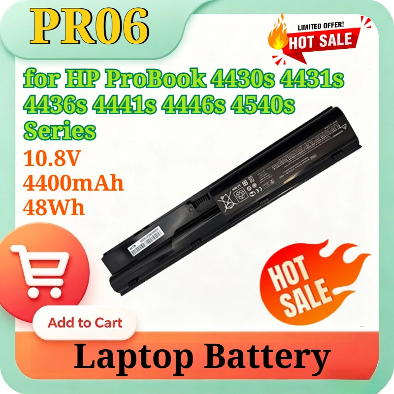 

New PR06 10.8V 4400mAh 48Wh High Capacity Li-ion Replacement Laptop Battery for HP ProBook 4430s 4431s 4436s 4441s 4446s Series
