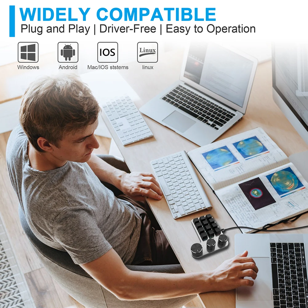 

Programmable DIY Mechanical Keyboard RGB Shortcut Key Bluetooth-Compatible High Precision Keypad USB Wired for PC Macbook Laptop