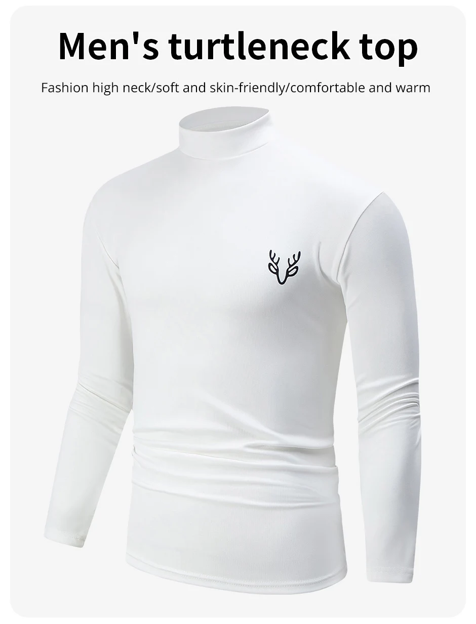 1/3 Stück Herren weißes BottoMing kleines Rollkragenshirt im Herbst und Winter lässig Joker Mode Langarm T-Shirt Teenager Krieg – Detail 2