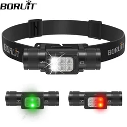 BORUiT HP360 LED Headlamp 2000LM XPG Powerful Headlight 7 Modes Type-C Rechargeable 18650 Head Torch for Camping Fishing Hunting