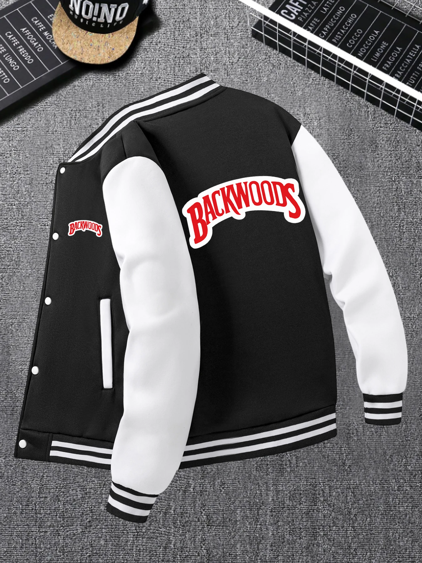 الخريف الشتاء الرجال باكوودز مطبوعة البيسبول سترة معطف فضفاض دافئ يندبروف أبلى موضة شارع العليا في الهواء الطلق الشارع الشهير #4