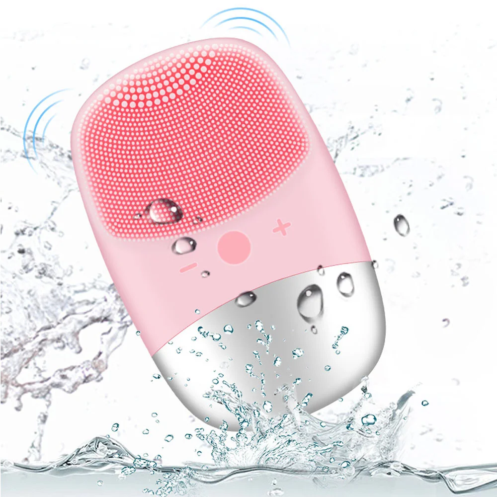 Electric Silicone Facial Cleansing Brush Sonic Vibration Face Washing Deep Pore Cleaning Device Skin Massager IPX7 Waterproof