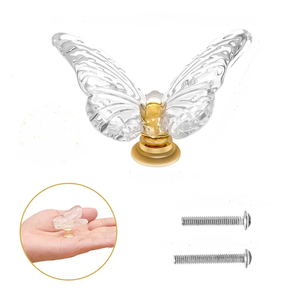 1pcs Butterfly Dresser Pulls Clear Drawer Knobs Cabinet Knobs Bathroom Door Knobs Cabinet Handle Knobs For Dresser Accessories