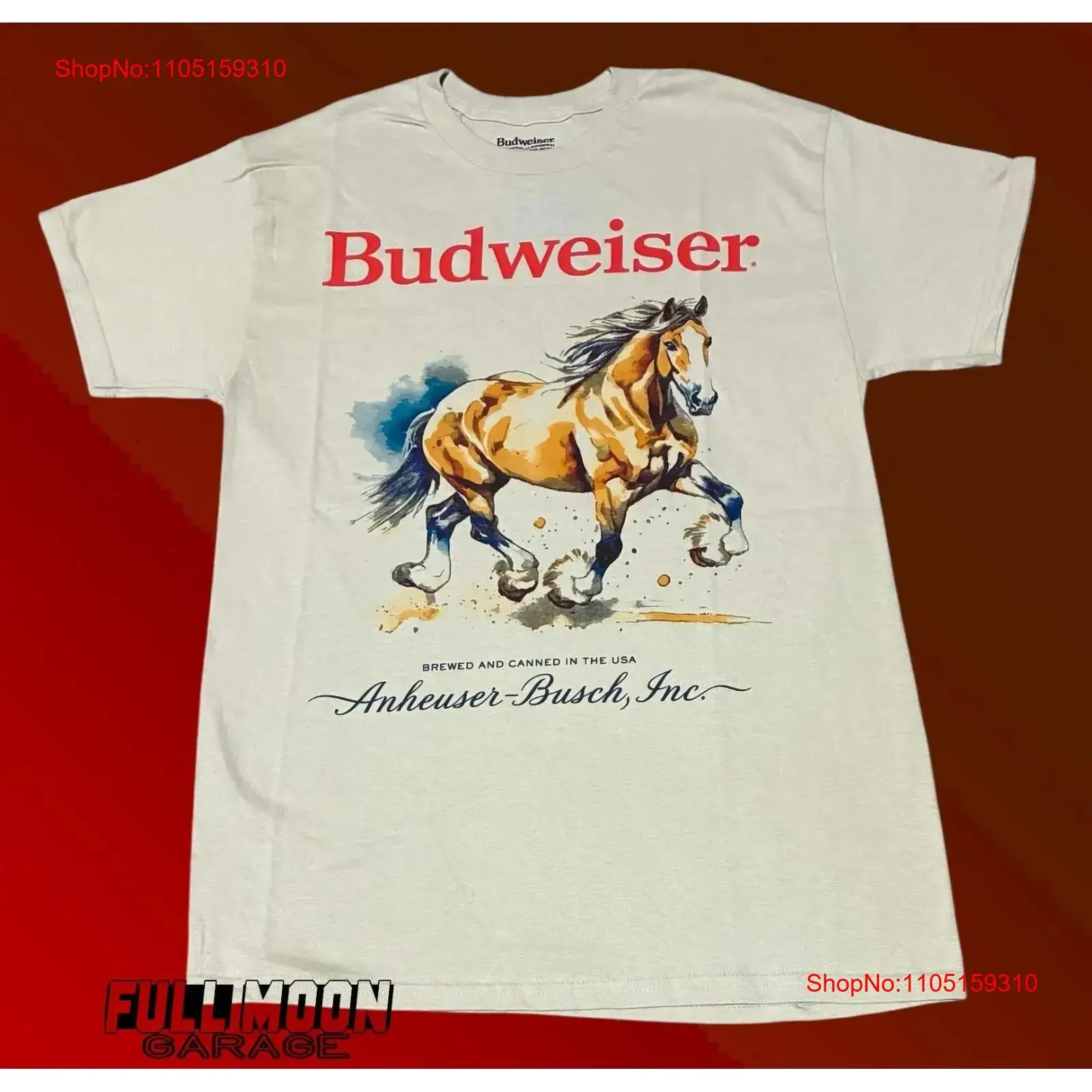 

New Budweiser Clydesdale Horse Bud Beer Classic Men's Vintage T Shirt vintage Washed Stylish Comfortable designer clothes