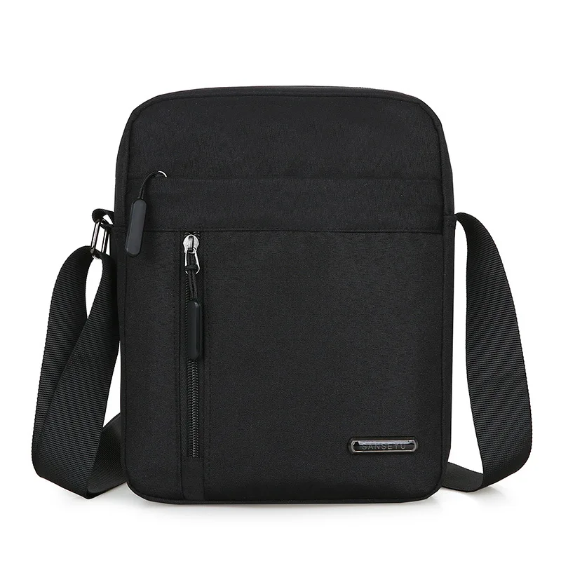 Men's messenger casual zipper trendy shoulder bag simple canvas sports business satchel mobile phone bag