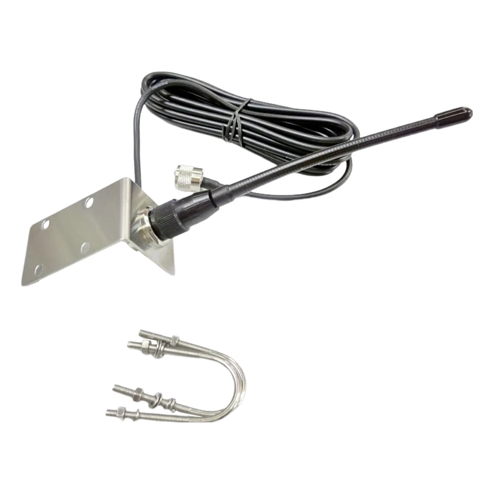 

156-163Mhz Rubber Waterproof Mast Aerial with 5M/16.4ft RG-58 Cable External Antenna L Shape Bracket for Boat Sailboat Yacht
