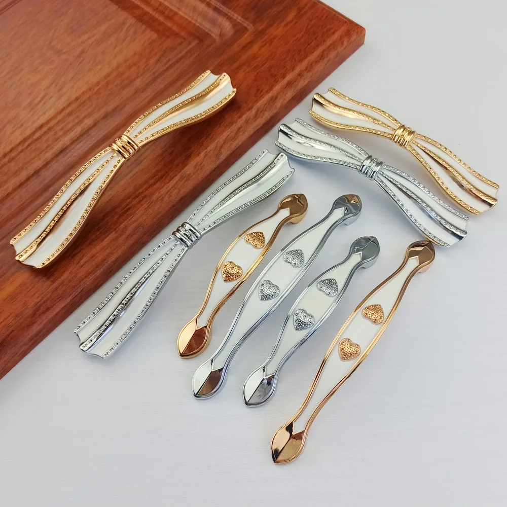 Simple Style Bowknot Handle Furniture Hardware Kitchen Cabinets Door Knobs Drawer Handle For Wardrobe Cupboard Dresser Pulls