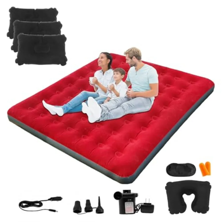 

with Pump, 80"x 72"Thickened Portable Blow Up Inflatable, Travel Sleeping Pad for Home Hiking