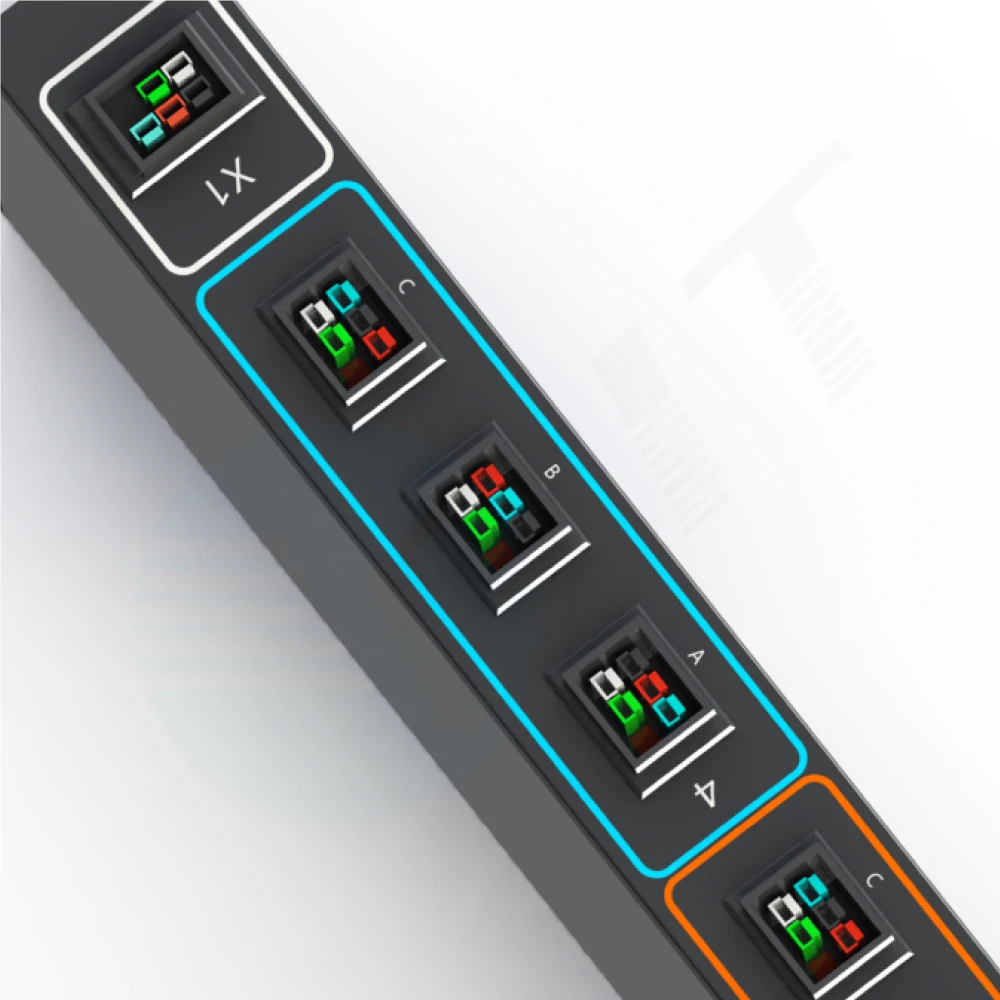 3 Phase PDU 125A Breaker Protector 125A 480V 6pin PA45 12way Socket Rack Mount Pdu Alarm Function Board Power Distribution Unit