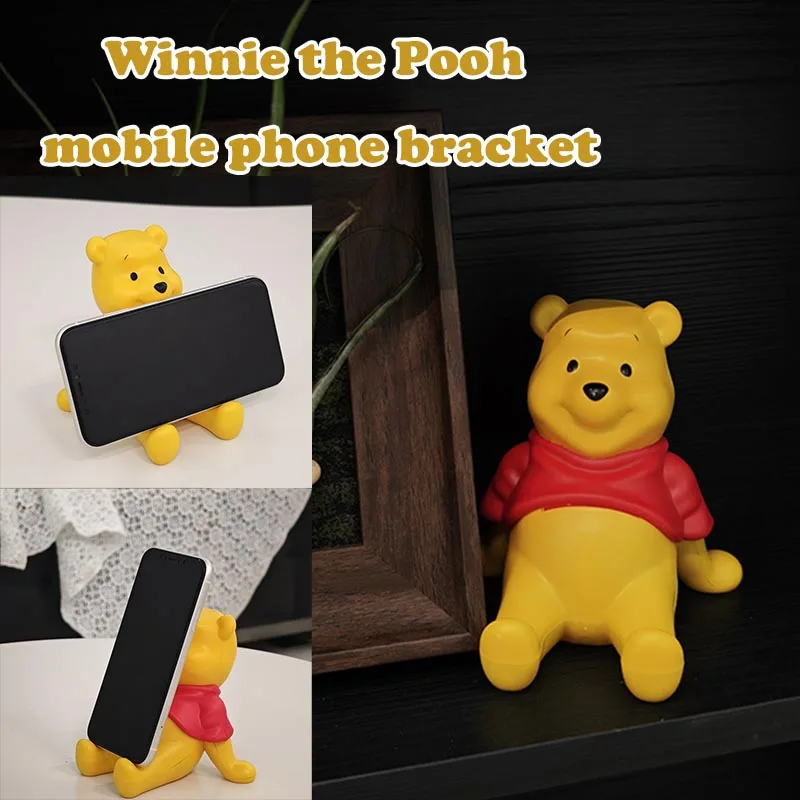 

Кукла Винни-Пух с кронштейном для поддержки телефона, настольная модель дисплея, кавайная подставка для телефона, аниме-орнамент, очаровательный декор комнаты