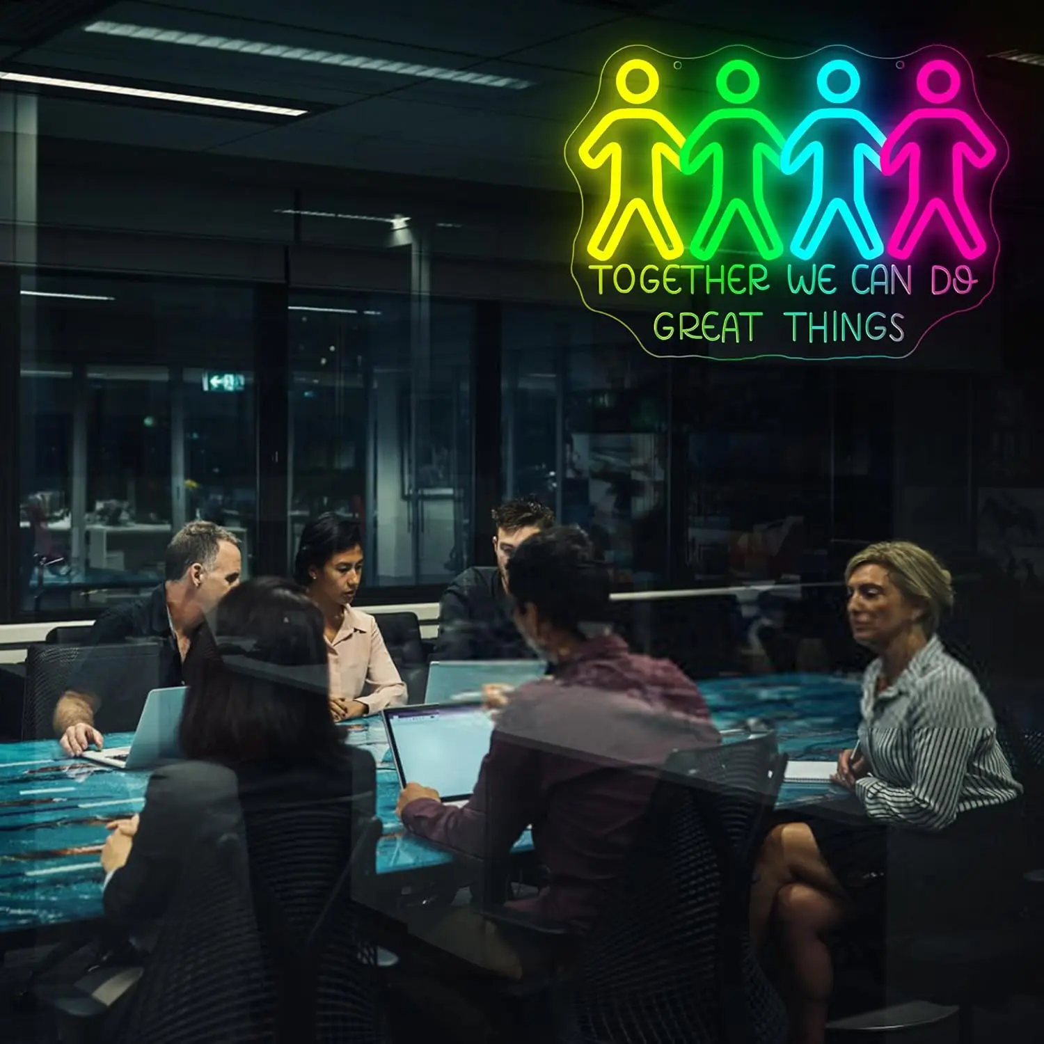 معًا نحن نفعل أشياء رائعة علامة النيون نحت عكس الضوء مصباح ليد تسجيل جدار ديكور لرجل ملهم كهف مكتب المدرسة المنزل P