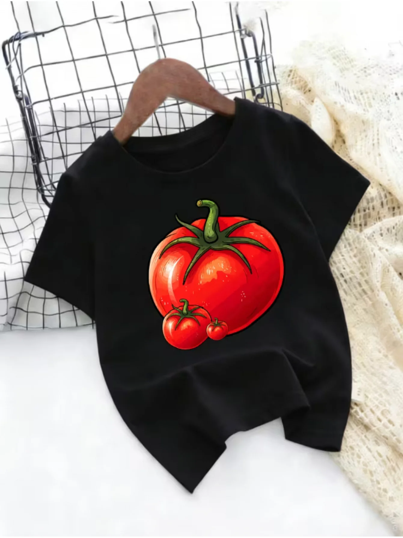 Vivid Fresh Tomato Pattern Graphic T Shirt Boys Girls Lovely Daily Short Sleeve Tee Family Matching Kids Casual Cotton Tops