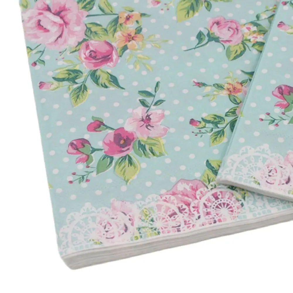 20pcs 33cm Vintage Flowers Napkins Paper Elegant Floral Tissues Decoupage Servilletas 4 Optional Wedding Birthday Party Decor