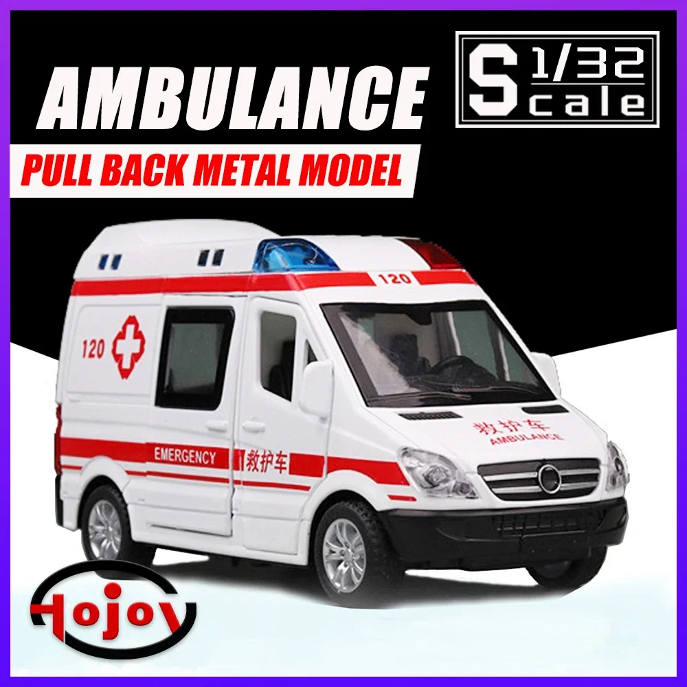 

Scale 1/32 Ambulance Metal Diecast Alloy Pull Back Toys Cars Model For Boys Children Kids Gift Vehicles Hobbies Collection