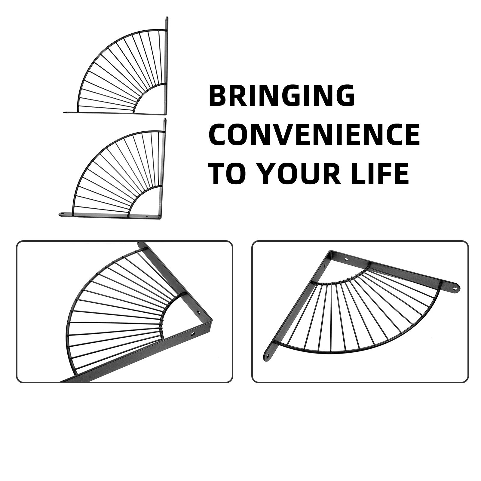 

2Pcs Wall Shelves Iron Fan Shape Bracket Bathroom Kitchen Bedroom ganizer Accessories Shelf SupportBracket Durability