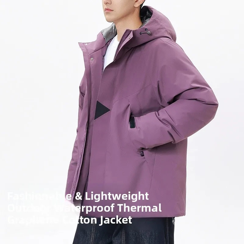 

Men's Outdoor Cotton Jaet Winter Thiened Warm aphene Hooded Trendy Cotton Heavy-du Cold-proof Clothing Stand